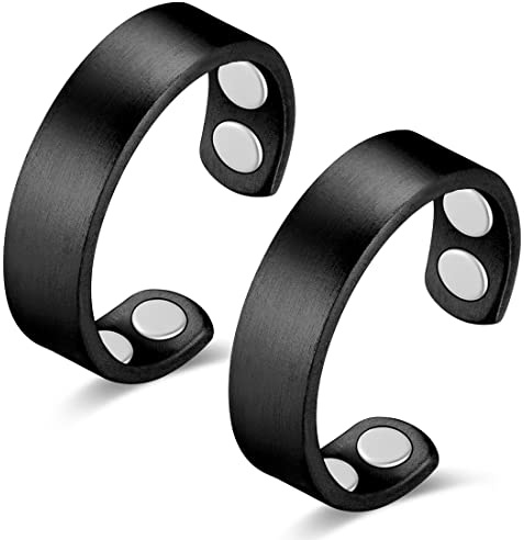 Vicmag 2Pcs Kupfer Magnetringe Damen Herren mit 4X Starken Magnet | 3,800 Gauss, 99,99% reines Kupferring, Verstellbar, Geschenkbox, matt
