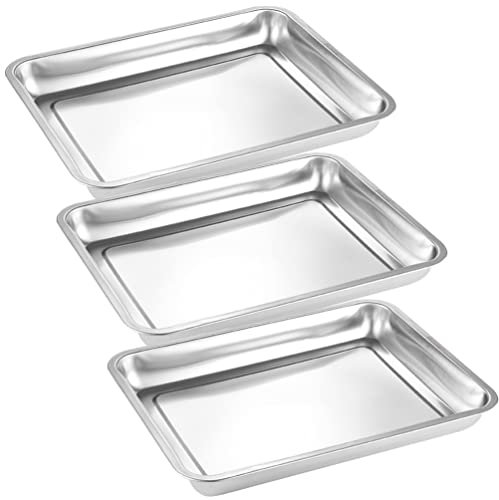 Yardwe 3pezzi Teglia Da Forno in Acciaio Inox Vassoio Rettangolare Pratico Teglia Per Alimenti Multifunzione Vassoio Per Barbecue e Snack