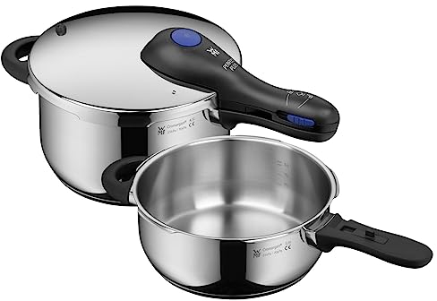WMF Perfect Plus One Pot Schnellkochtopf Set Induktion 2-teilig, Dampfkochtopf 4,5l + 3l, großes Kochsignal, 2 Kochstufen, abnehmbarer Deckelgriff