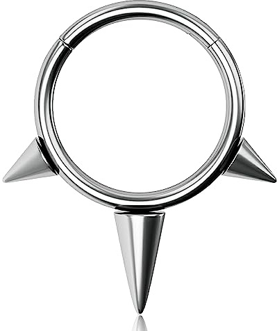 Melighting Massiver G23 Titan Septum Ring Spike Helix Ohrring Knorpel Hoop 16g Septum Clicker Piercings Titan Scharnier Segmentring Daith Piercing Schmuck Conch Ohrringe Knorpel Piercings, Titan