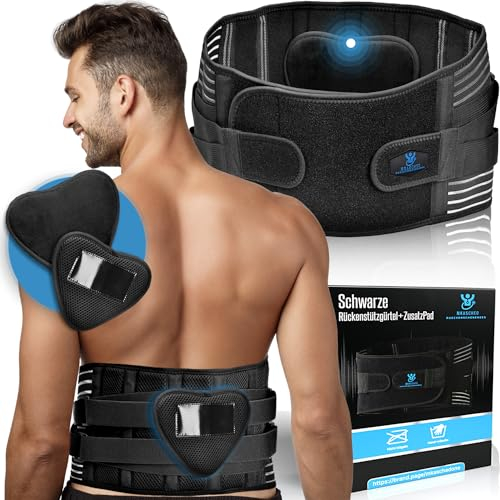 MKASCHED Rückenstützgürtel Bandscheiben Gürtel Orthopädischer Rückenbandage mit 2 Lendenpolstern & atmungsaktiven Mesh Rückenchmerzenlinderung,&Haltungsprobleme Verstellbar für Männer/Frauen