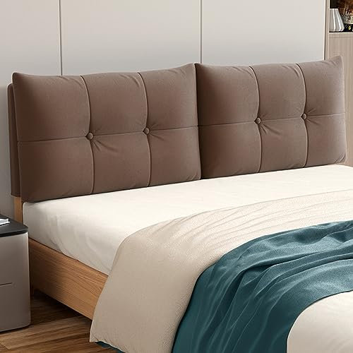 ZZYK Bett Rückenteil Gepolstert Kopfteil Kissen,Groß Einfarbige Wandkissen Kopfteil Rückenlehne Lendenwirbelstützkissen Abnehmbarer Kopfteilbezug,Braun,Paste 63/160cm