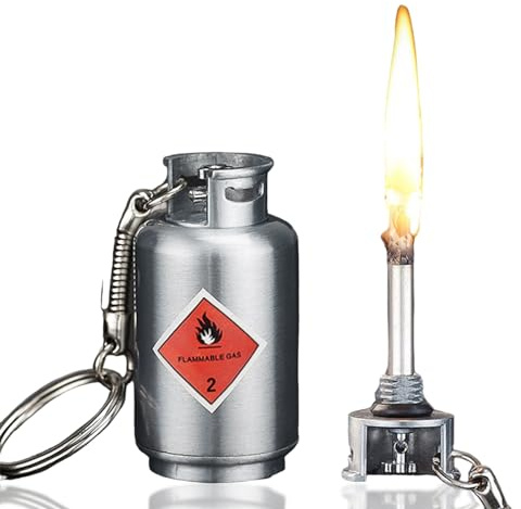 Match Keychain Lighter, Kerosene Refillable, Waterproof Flint Igniter, Permanent Metal Flint Lighter for Outdoor Camping Survival Equipment (Without Kerosene) - Silver