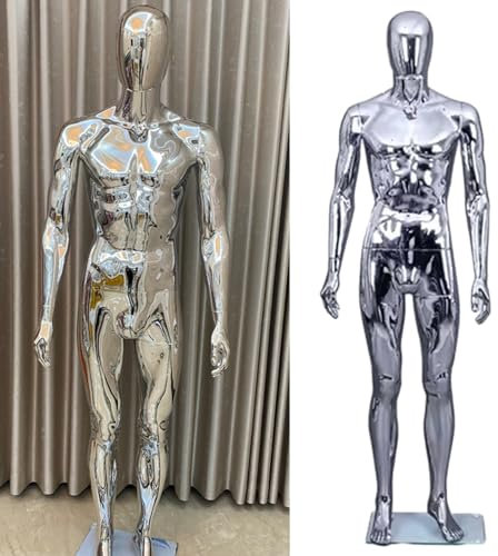 Schaufensterpuppe Versilberter Mannequin-Körper, Kleiderform, Torso, Damen Herren Schaufensterpuppen Ganzkörperständer 70 Zoll 72 Zoll, Couture-Schaufenster-Requisiten, Cosplay-Dummy 5 Posen ( Color :