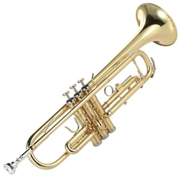 Trompete Flaches vergoldetes exquisites und langlebiges Musikinstrument aus Messing mit Mundstück Handschuhen und Box