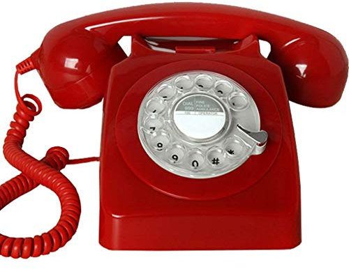 LIVEDOLLS , Classico Telefono rotativo Vintage per casa, Ufficio, Hotel, Telefono Fisso Fisso, Campanello in Metallo (Rosso)