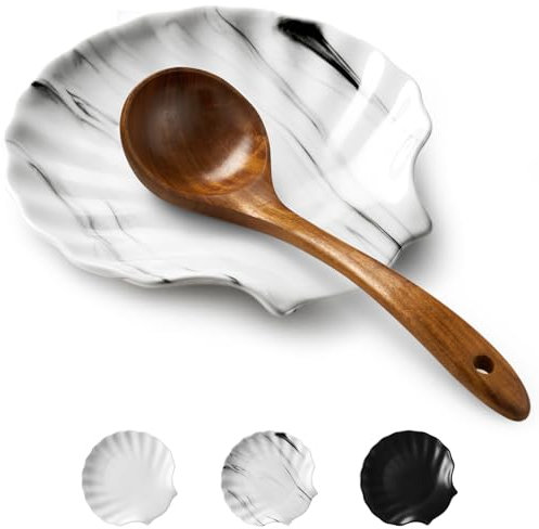 ABRUTY Spoon Rest for Stove Top, Ceramic Spoon Holder for Kitchen Counter, Modern Farmhouse Kitchen Decor Accessories for Spatula, Spoons or Tongs