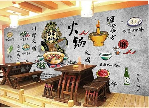 tyujlkjddlf Murale Personnalisée Papier Peint 3D Mur De Ciment Peint À La Main, Mur De Fond De Restaurant De Fondue De L'Opéra De Pékin-450Cmx300Cm