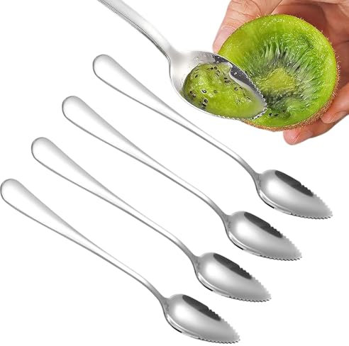 4pcs Grapefruitlöffel,16.8cm Kiwi Spoon,Grapefruitlöffel Edelstahl, Löffel Mit Zacken,Babynahrungsergänzung Fruchtlöffel,Dessertlöffel,Obstlöffel Mit Wellenschliff,Für Kiwi,Äpfel,Grapefruits