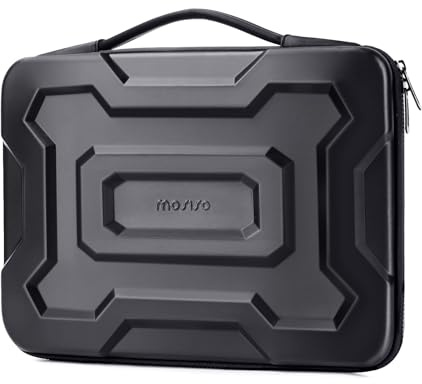 MOSISO 13-13,3 Pulgadas Funda Portátil con Asa, Impermeable Shockproof | Protectora Geométrica Mecánica Bolsa EVA Ordenador Estuche Transporte Compatible con MacBook Air/Pro 13,3, Dell,Negro