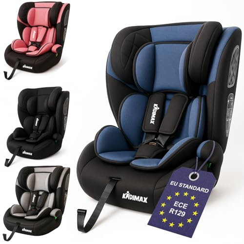 Kidimax® Kindersitz i-Size Autokindersitz, 9-36 kg ab 15 Monate (bis 12 Jahre) Autositz ECE R129/03, Gruppe 1/2/3 Kinderautositz höhenverstellbare Kopfstütze uvm, Blau