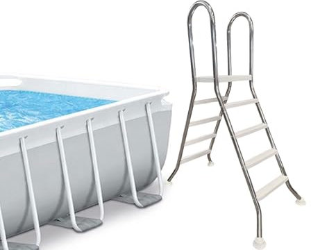 AIBOTY Escalera de Piscina de Servicio Pesado con escalones extraíbles para Piscinas sobre el Suelo de 52 Profundidad Escalera de Piscina de 4 escalones de Acero Inoxidable 304 Capacidad 550 LB
