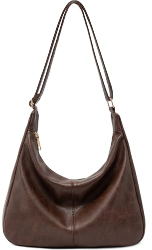 NIUEIMEE ZHOU Hobo Bags for Women Foldable Vegan Leather Shoulder Handbag Slouchy Tote Crossbody Purses