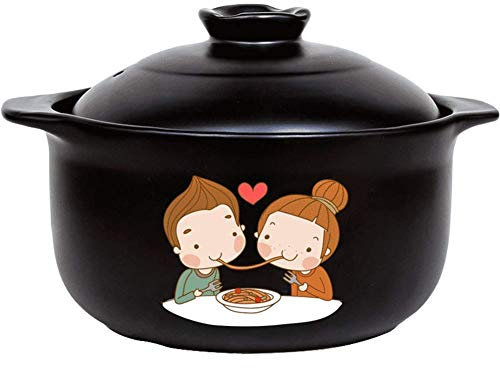 SUNMME Korean Bibimbap Soup Pot Ceramic Casserole Dish With Lid Clay Earthen Onion Pots zwart 3.17quart (zwart 4.23quart)
