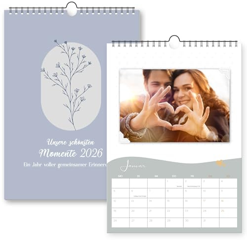 Fotokalender 2026 zum selbstgestalten | A4 Bastelkalender immerwährend für eigene Fotos selber gestalten | DIY Kalender, Kreativ-Kalender | Geschenk Familie