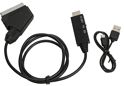 Asixxsix Convertitore DI Interfaccia Multimediale Hd, Cavo DI Alimentazione Usb 1080p 60Hz, 720p 60Hz, Adattatore DI Interfaccia Multimediale da Scart a Hd, Compatto Portatile