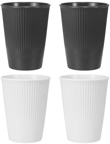 sourcing map Lot de 4 gobelets simples en plastique réutilisables pour ranger les peignes à dentifrice, passent au lave-vaisselle, 8,4 x 8,4 x 10,7 cm, gris/blanc