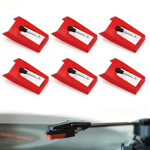 6er Pack Plattenspieler Nadel,Plattenspielernadeln Tonabnehmer Plattenspieler Plattenspieler Stift Plattenspieler Nadel für Schallplattenspieler (Rot)