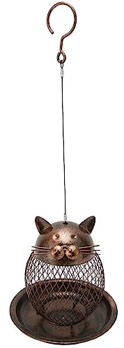 KIMISS Mangeoire à Oiseaux en Fer en Forme de Chat - Mangeoire à Oiseaux d'extérieur Suspendue Vintage pour la Décoration de Jardin, Design de Chat Charmant, Attire Les, pour Villa ou Cour