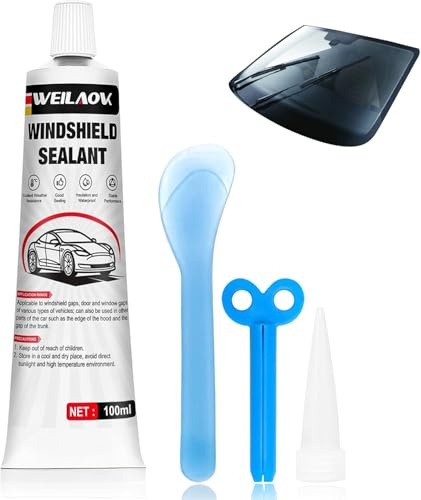 WEILAOK Black Silicone Sealant, Windscreen Sealant 100ML, High Bond, Windscreen Sealant for Cars, High Temperature Silicone Sealant, Multi-Purpose for Truck Cars Gasket, 100ml