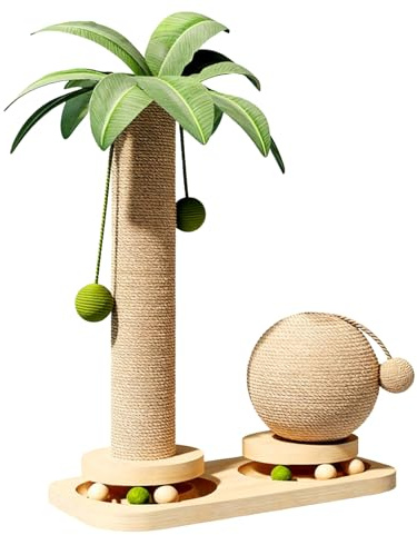 Albero Per Gatto - Legno, Corda Di Sisal | Giocattolo per Gioco Verticale con Paletto Da Gratta | Giocattolo Albero Gratta Per Interni Per Famiglia, , Gioco, Compleanno, Esterni La Mia