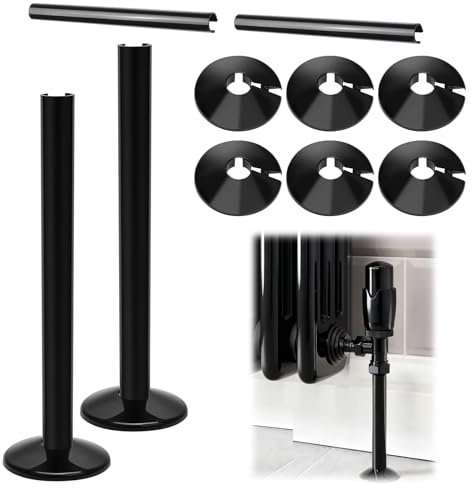 8 Pcs Radiator Pipe Covers, 15mmx200mm Pipe Covers Collars, Radiator Sleeves Caps for Home Heating Pipe Concealment, Durable Heat Fade Resistant Finishing Solution, Easy Snap-On Installation