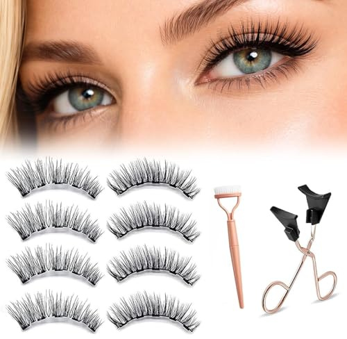 Magnetic Eyelashes, Light Weight Natural Look False Eyelashes with Applicator and Eyelash Comb, Reusable & No Glue Needed