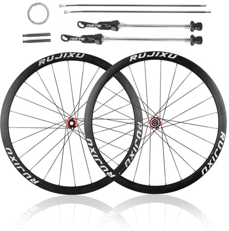 26 27.5 29in Mountain Bike Hjul Set 24H Snabbkoppling Nav Fram 9 * 100mm Bak 10 * 135mm Hjul 8-11S Kassett, Center Lock Skivbroms 35mm Alu Alloy Dubbellagers Fälgar(Red,26)