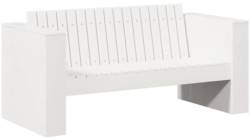 QJBSAVVA Garten-Sofa Weiß 134 x 60 x 62 cm, Massives Kiefernholz Zweisitzer Gartenbank für Terrasse, Balkon und Außenbereich, Rustikale Holzbank für entspannte Tage