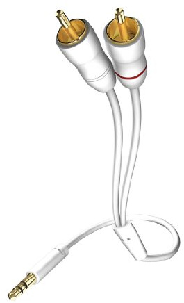 inakustik – 00310003 – Star Klinkenadapter - 3,5mm Klinke -> 2 x RCA | Für den Anschluss vom Smartphones, Tablets oder PC an HiFi-Verstärker | 3,0m in Weiß | Folienschirm gegen äußere Störeinflüsse