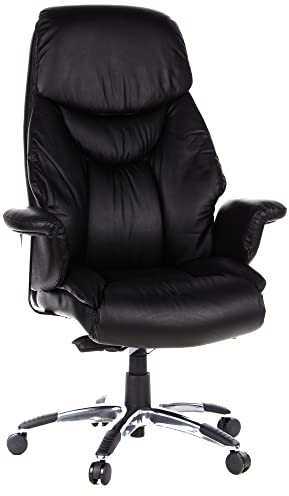 hjh OFFICE 608200 XXL Chefsessel Prado Leder Schwarz Bequemer Bürosessel mit Dicker Polsterung, hohe Rückenlehne