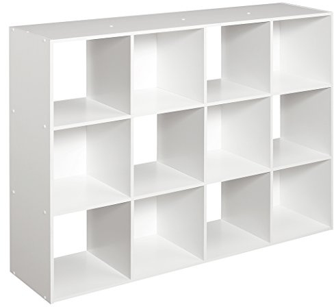 ClosetMaid Cubeicals 12 Cube Storage Shelf Organizer Bookshelf, Stackable, Vertical Or Horizontal, Easy Assembly, Wood, White Finish