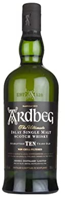 Ardbeg 10 ans Whisky Single Malt 70cl 46% étui | Whisky single malt 46%. Profil tourbé. Vieilli dans d'anciens fûts de bourbon. À déguster sec.