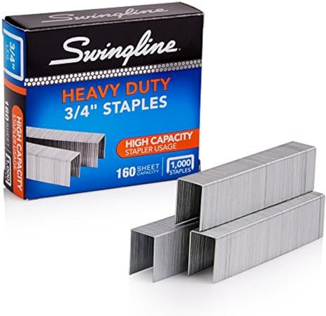 Swingline Staples, Heavy Duty for Desktop Staplers, 3/4 Length, 100/Strip, 1000/Box (35319)