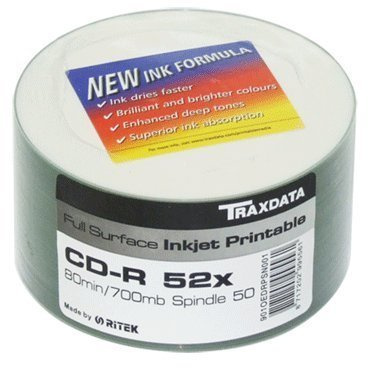 Traxdata Ritek Fullface Printable 52x 50pk CDR