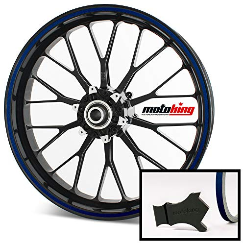 Motoking Felgenrandaufkleber mit Montagetool für Ihr Motorrad in DUNKELBLAU REFLEKTIEREND / 6 mm/für 10 bis 25