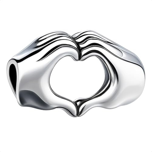 Holding Hands Love Heart Charm for Pandora Bracelet - Sterling Silver (925) | Highly Polished, Gift Box Included, Ideal for Someone Special