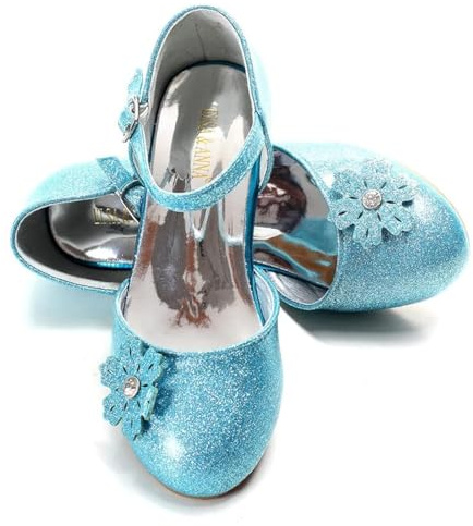 ELSA & ANNA Prinzessinnenschuhe für Mädchen – Die Eiskönigin mit Absätzen 3 cm – glitzerndes Kostüm für Partys und Geburtstage