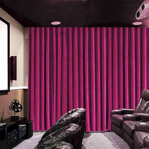 cololeaf Home Theater Velvet Curtains Soft Velvet Drapes Light Blocking Sound Dampening Panels for Master Bedroom Concert Stage Hall Club Backdrops - Burgundy Red 200W x 96L inch (1 Panel)