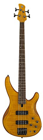 Yamaha TRBX604 Bassgitarre aus geflammtem Ahorn, 4-saitig, Bernstein matt
