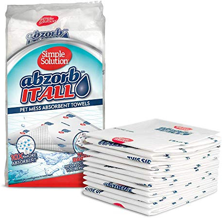 Simple Solution Abzorbitall Pet Mess Absorbent Towels - Multi-Surface Urine and Dog Poop Cleaning Sheets - 12 x 17 inches - 30 Towels