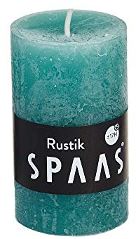 Spaas Lot de 12 bougies pilier rustiques non parfumées Vert émeraude 48/80 mm ± 17 heures