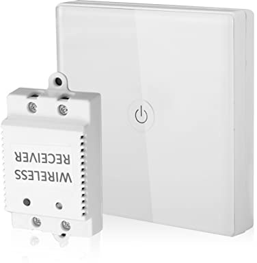 Sonew Wireless Lichtschalter Set,Smart WiFi RF APP Touch-Steuerung Funklichtschalter Set 12V 1 Weg Schalter Panel LED Licht Wandschalter Touch Lichtschalter(White)