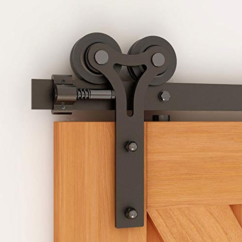 CCJH Schiebetüren Schiebetürsystem, 6.6FT (200cm) Laufschiene Schiebetuer Y Form Rolle Set fuer Schiebetür Holz Barn Door Hardware