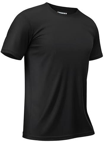TACVASEN Funktionsshirt Herren UPF 50+ Sportshirt Kurzarm Atmungsaktiv Schnelltrocknendes Tshirt Sommer, Schwarz, XXL