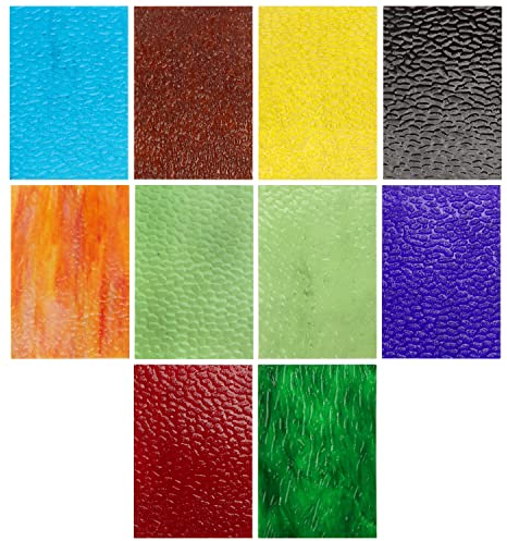 Belle Vous Mosaik Bastelset Erwachsene (10 Stk.) - 10 x 15 cm - Strukturiertes, Gefärbtes Buntglas - Transparente Mosaiksteine zum Basteln, Ideal für DIY Kunst/Basteln und Heimdeko