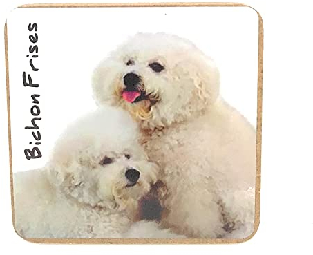 Bichon Frises Hund Haustier Untersetzer für Getränke Kaffee Tee 9,5 x 9,5 cm Geburtstag Geschenk Weihnachten Nikolausstiefel Hund Papa Mama Geschenk Hund Liebhaber