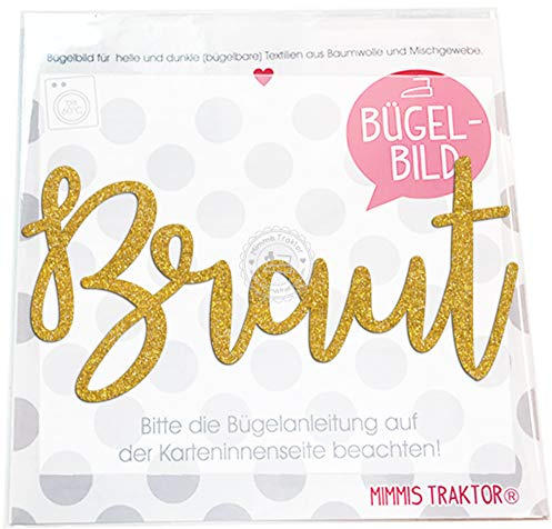 GLITZER Bügelbild Braut JGA 16 cm Aufbügler Applikationen Bügelsticker für Stoffe Textilien zum Aufbügeln, Farbe:Glitzer weiss