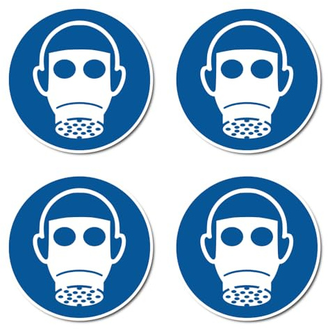 Use respiratory protection: M017 - DIN EN ISO 7010 / ASR A1.3 - stickers: diameter 7.5 cm, pack of 4