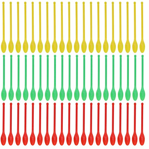 Cucchiai da Laboratorio in Plastica, 60 Pezzi, Doppio Attacco, Sterili Monouso, Verde Rosso Giallo, ABS, per Campionamento Chimico Biologico